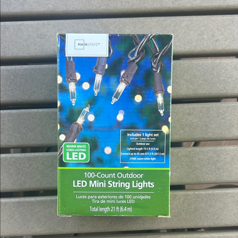 Mainstays LED Mini String Lights - Warm White and Black